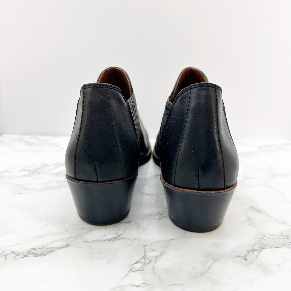 Coach Ankle Booties Womens 10 Black Leather Low Block Heel Slip On Almond Toe - Picture 3 of 7